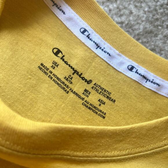 NWT Champion Golden Yellow Embroidered Emojis Cropped T-Shirt Size: XS - Picture 5 of 10
